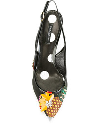Sandales en cuir imprimées noires Dolce & Gabbana