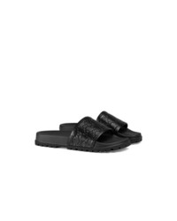 Sandales en cuir imprimées noires Gucci