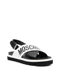 Sandales en cuir imprimées noires Moschino