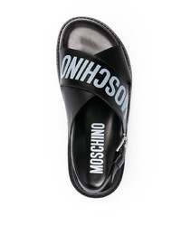 Sandales en cuir imprimées noires Moschino