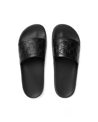Sandales en cuir imprimées noires Gucci