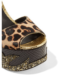 Sandales en cuir imprimées serpent noires Marc Jacobs