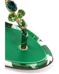 Sandales en cuir imprimées vertes Dolce & Gabbana