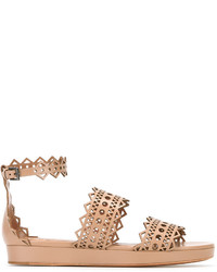 Sandales en cuir marron clair Alaia