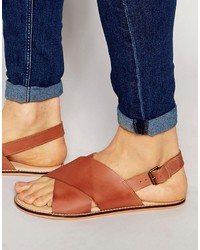 Sandales en cuir marron clair Asos