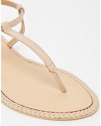 Sandales en cuir marron clair Asos