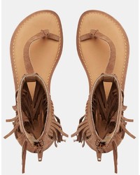 Sandales en cuir marron clair Vero Moda