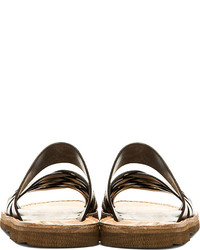 Sandales en cuir marron foncé Dolce & Gabbana