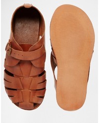 Sandales en cuir marron Asos