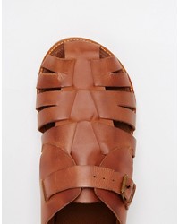 Sandales en cuir marron Asos