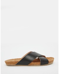 Sandales en cuir noires Asos