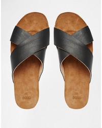 Sandales en cuir noires Asos