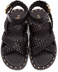 Sandales en cuir noires Versace