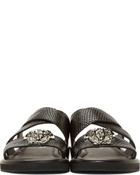 Sandales en cuir noires Versace