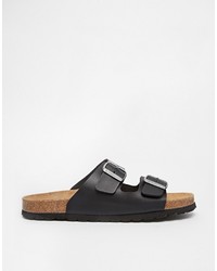 Sandales en cuir noires Asos