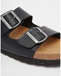 Sandales en cuir noires Asos