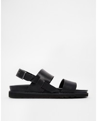 Sandales en cuir noires Asos