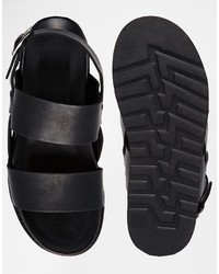 Sandales en cuir noires Asos