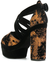 Sandales en cuir noires Castaner