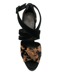 Sandales en cuir noires Castaner