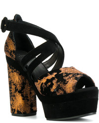 Sandales en cuir noires Castaner