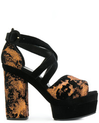 Sandales en cuir noires Castaner