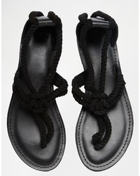 Sandales en cuir noires Asos