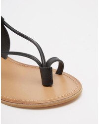 Sandales en cuir noires Asos