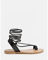 Sandales en cuir noires Asos