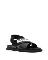 Sandales en cuir noires Moschino