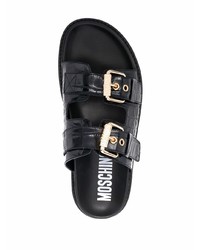 Sandales en cuir noires Moschino