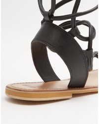 Sandales en cuir noires Asos