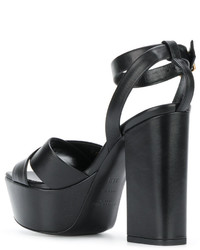 Sandales en cuir noires Saint Laurent