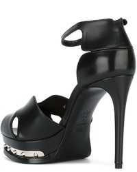 Sandales en cuir noires Alexander McQueen