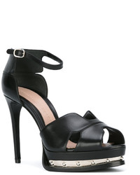 Sandales en cuir noires Alexander McQueen