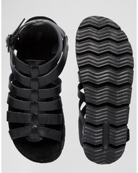 Sandales en cuir noires Dune