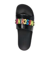 Sandales en cuir noires Moschino