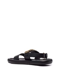 Sandales en cuir noires Moschino