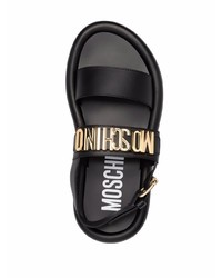 Sandales en cuir noires Moschino