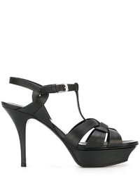 Sandales en cuir noires Saint Laurent