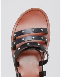 Sandales en cuir noires Pull&Bear