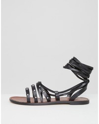 Sandales en cuir noires Pull&Bear