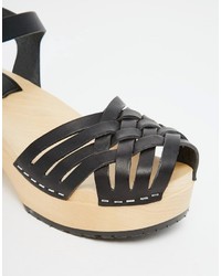 Sandales en cuir noires Swedish Hasbeens