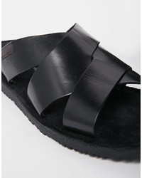 Sandales en cuir noires Base London