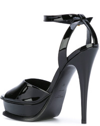 Sandales en cuir noires Saint Laurent