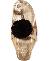 Sandales en cuir ornées dorées Figue