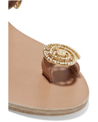 Sandales en cuir ornées marron clair Ancient Greek Sandals