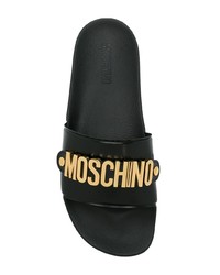 Sandales en cuir ornées noir et doré Moschino