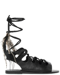 Sandales en cuir ornées noires Ancient Greek Sandals