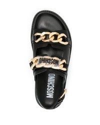 Sandales en cuir ornées noires Moschino